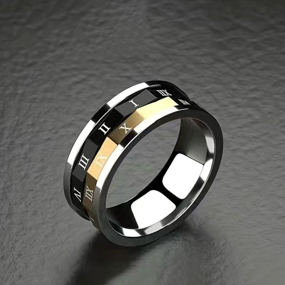Rotating Stylish Roman Numeral Wheel Fidget Anti-Anxiety Mechanical Ring 8 - Picture 1 of 6